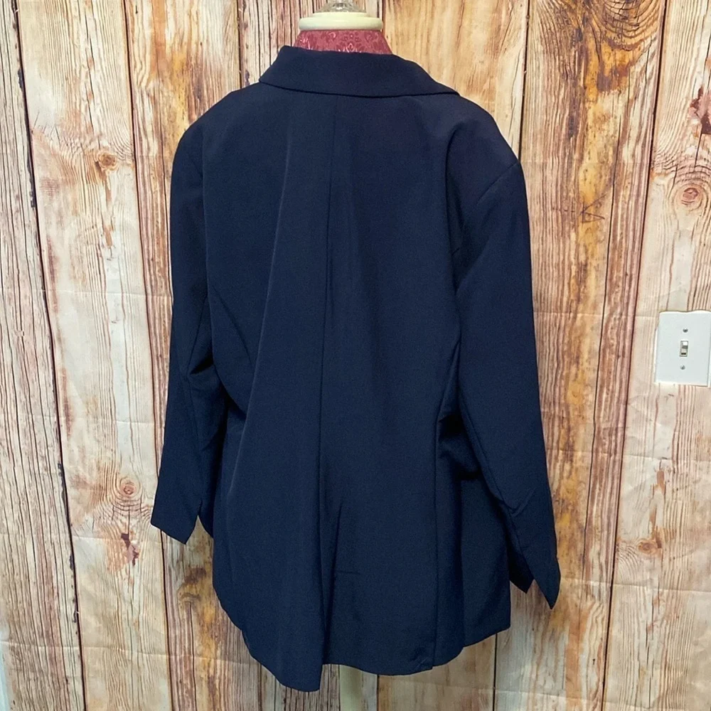 Blazer DG2 by Diane Gilman Tailored Blazer Coat, Deep V-neck ,XL Blue New
